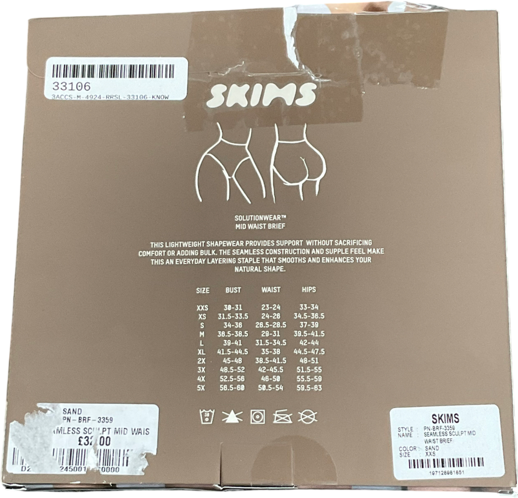 SKIMS Black Seamless Sculpt Mid Waist Brief In Onyx UK L