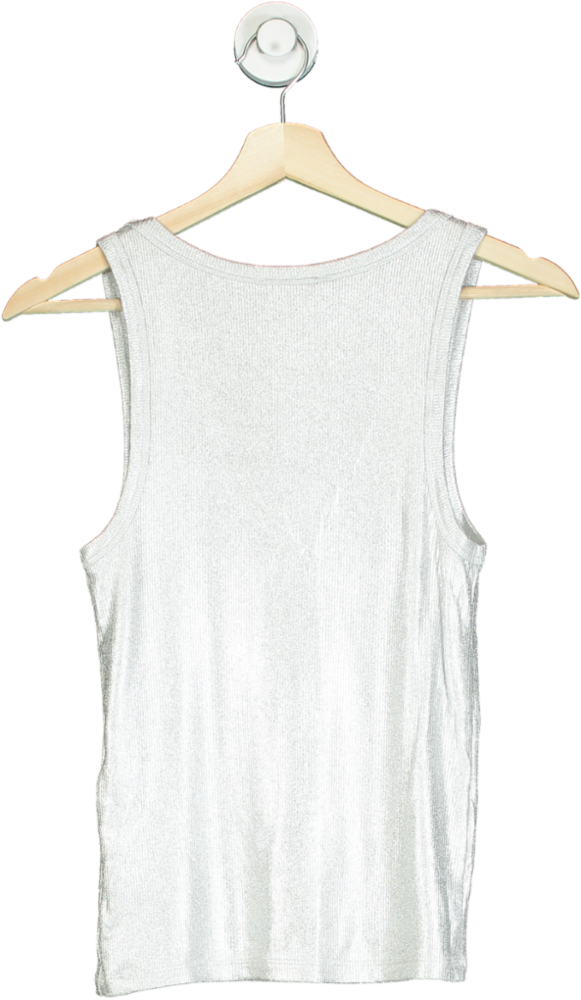 Zara Silver Sleeveless Ribbed Top UK S
