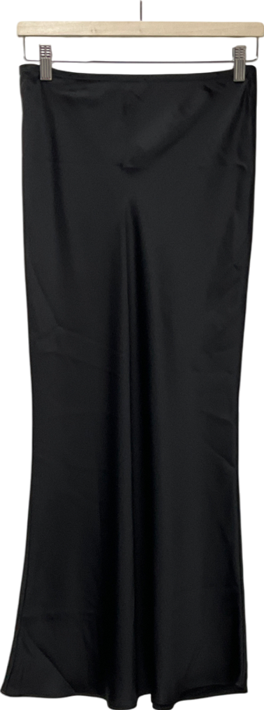New Look Black Satin Midi Skirt UK 8
