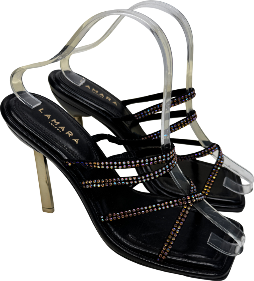 Lamara Conduit St - Black Embellished Heeled Sandals UK 6 EU 39 👠