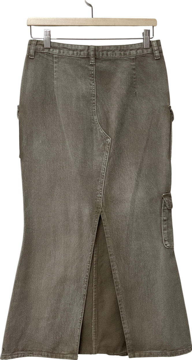 SHEIN Green Cargo Midi Skirt UK S