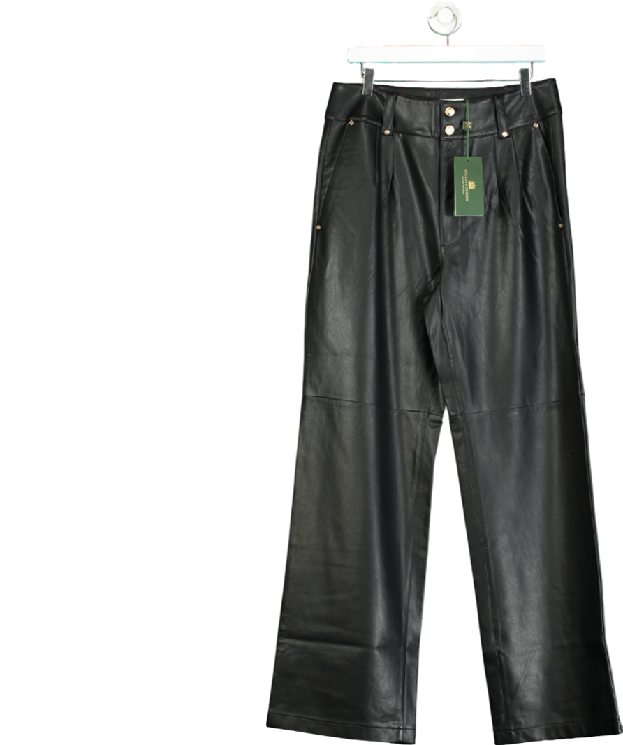 Holland Cooper Black High Waisted Faux Leather Trousers UK 14