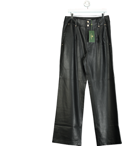 Holland Cooper Black High Waisted Faux Leather Trousers UK 14