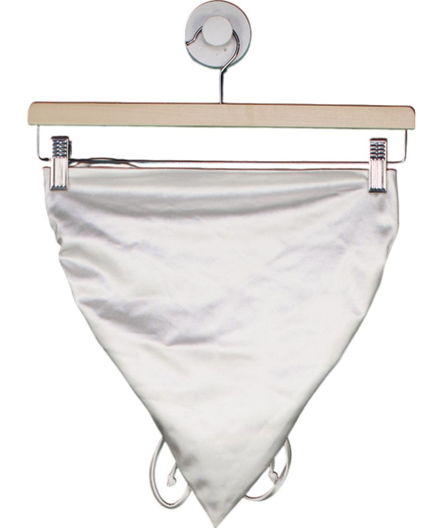 NEENA SWIM Metallic Silver Satin Backless Tie Up Top UK S