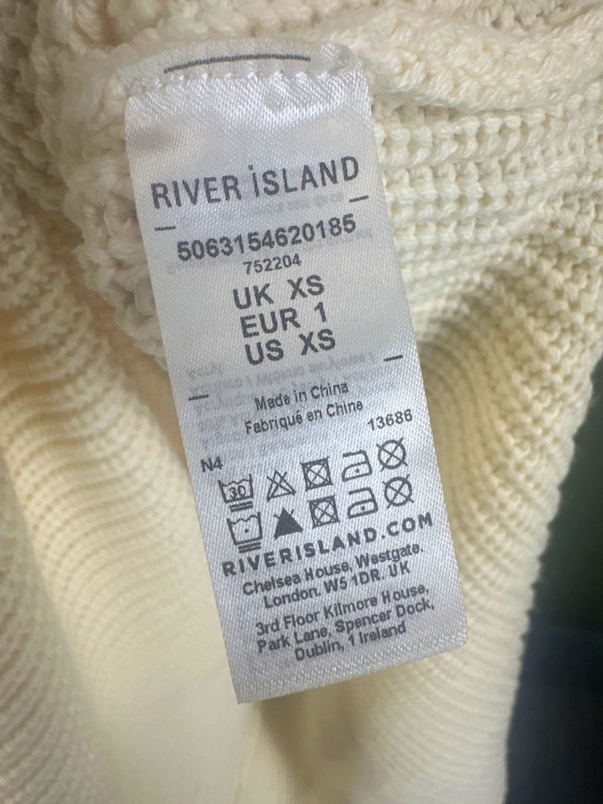 River Island Cream Knitted Dress XS