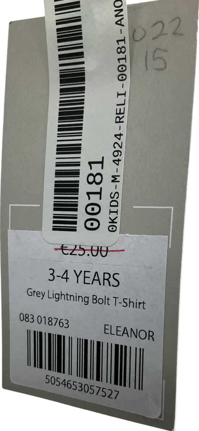 Mintie by Mint Velvet Grey Lightning Bolt T-shirt 3 Years