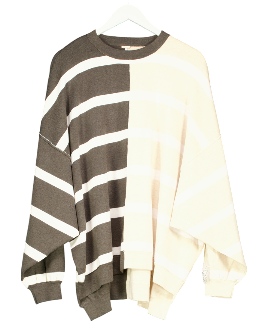 Free People Chocolate/Beige Uptown Stripe Pullover UK S