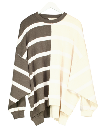 Free People Chocolate/Beige Uptown Stripe Pullover UK 8