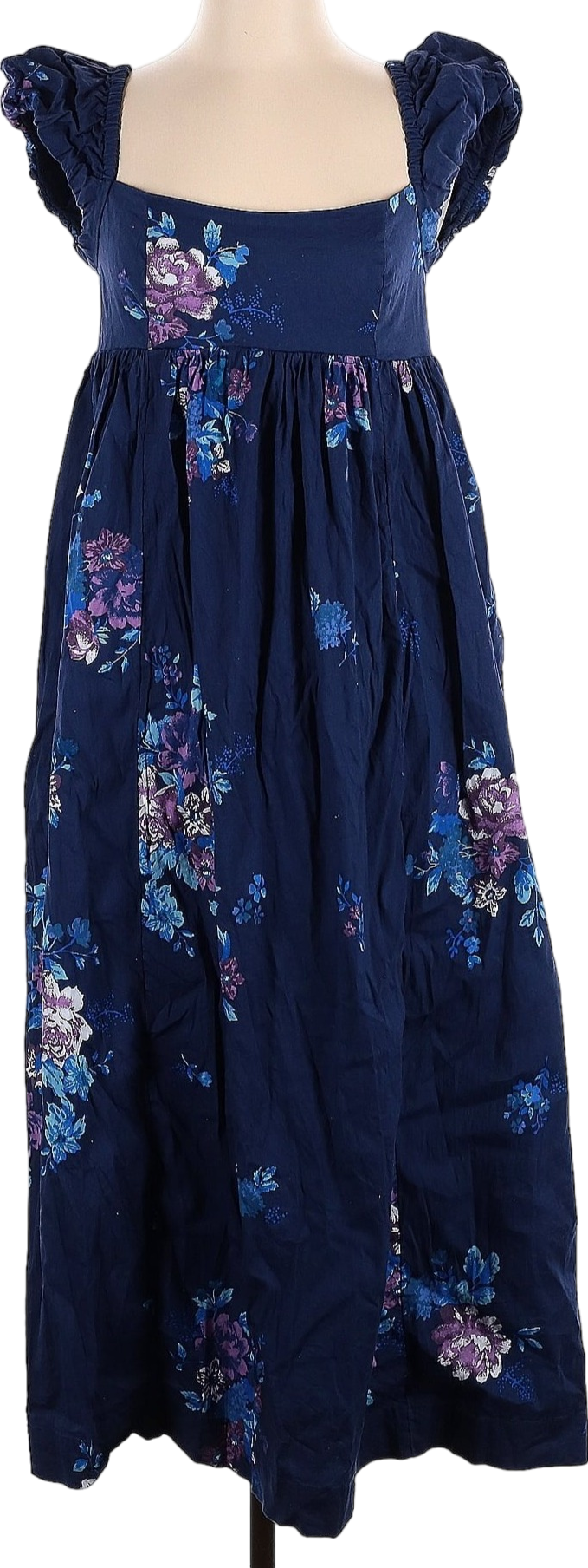 Free People Blue Linda Lou Poplin Maxi Dress UK XS