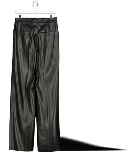 MANGO Black Wide Leg Leather Effect Trousers UK 10