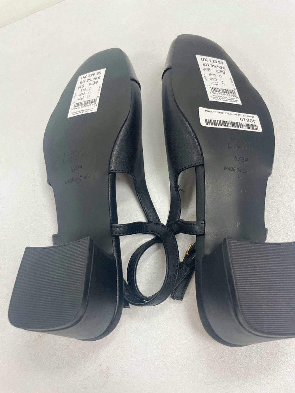 New Look Black Comfort Low Block Heel Slingback Shoes Size UK 6