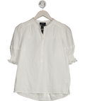 ME + EM White Cheesecloth Lace Trim Short Sleeve Blouse UK 6