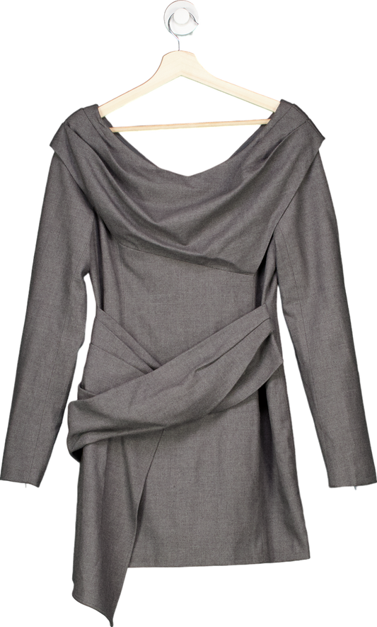 Karen Millen Grey Marl Wool Mix Bardot Mini Dress UK 10