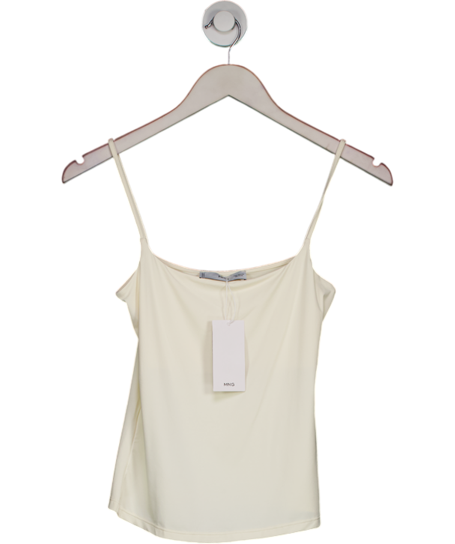 MANGO Cream Stretch Jersey Cami Top UK XS
