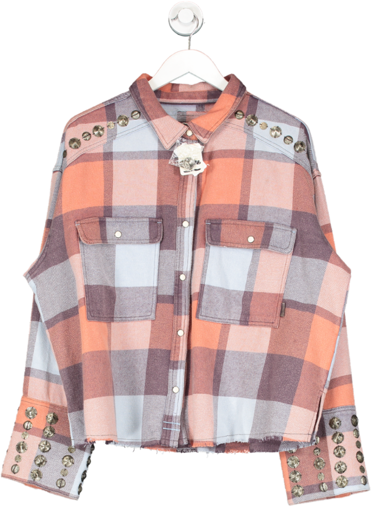 Free People Multicoloured Austin Plaid Button Down Shirt UK XL