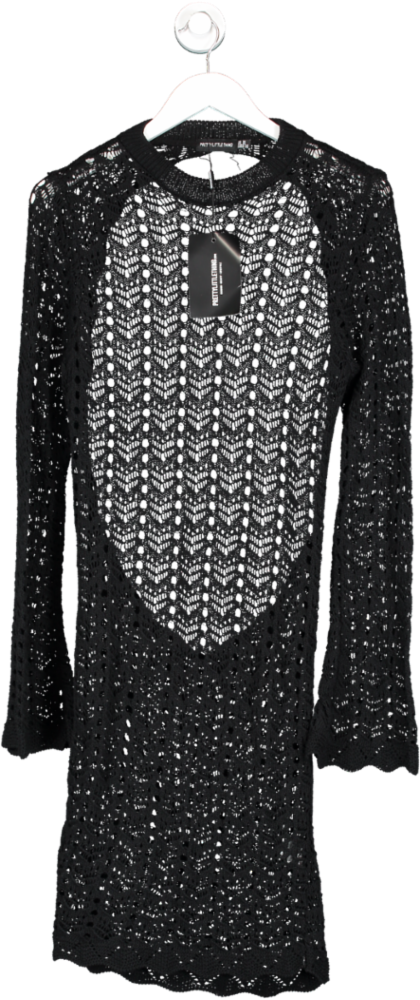 PrettyLittleThing Black Plus Size Backless Crochet Dress UK 16