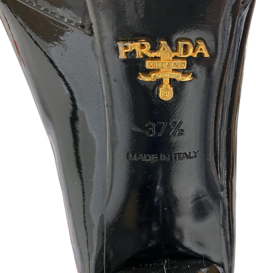 Prada Black Patent Peep-toe High Heel Pumps UK 4.5 EU 37.5 👠
