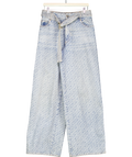 Tommy Hilfiger Blue Monogram Logo Wide Leg Jeans UK 6