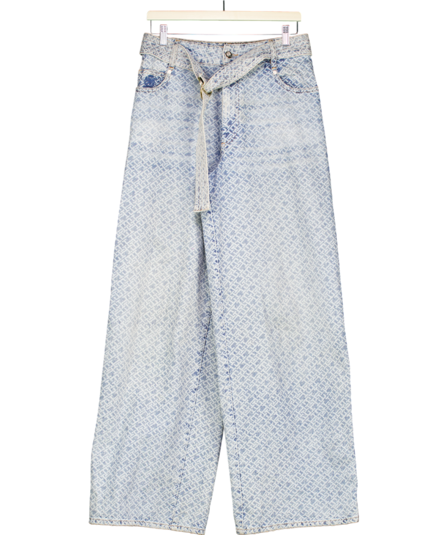 Tommy Hilfiger Blue Monogram Logo Wide Leg Jeans UK 6