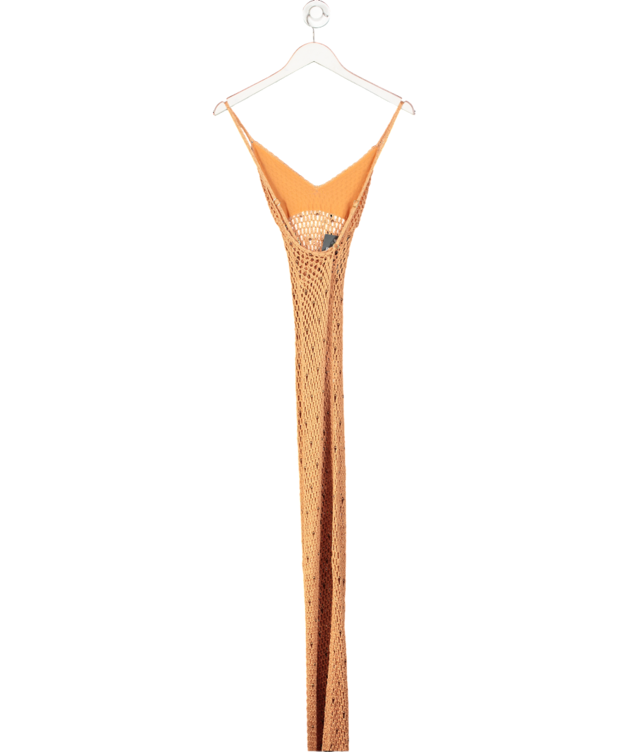 Flook The Label Orange Beaded Crochet Maxi Dress UK XS