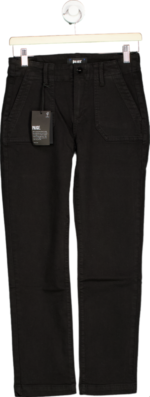 PAIGE Black mid-rise straight leg Jeans UK W25