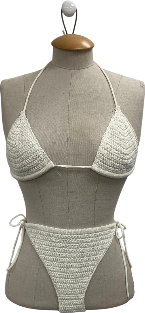 Weekday Cream Crochet Bikini UK M