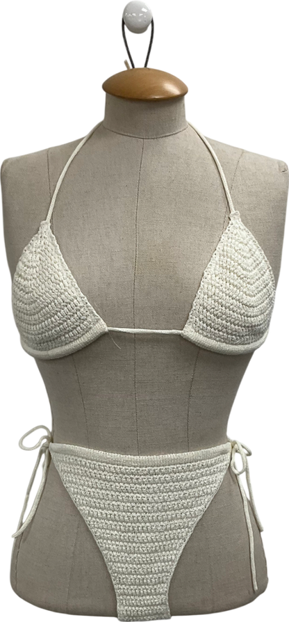 Weekday Cream Crochet Bikini UK M