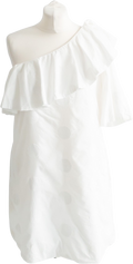Paper London White Jacquard Polka Dot One Shoulder Mini Dress UK 12