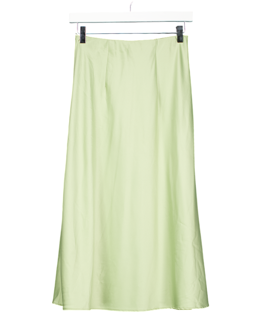 Danielle Bernstein Green Satin Slip Midi Skirt UK S