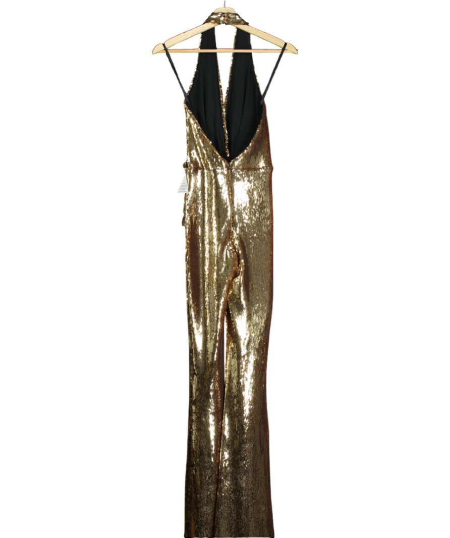 Nadine Merabi Gold Tianna Jumpsuit UK XS