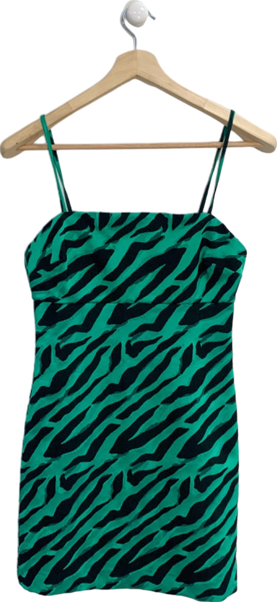 River Island Green & Black Zebra Print Mini Dress UK 10