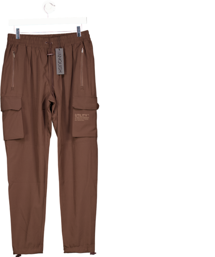 Vanquish Chocolate Brown Utility Cargo Trousers UK L