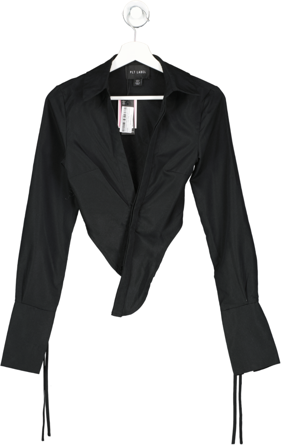 PrettyLittleThing Black Asymmetric Hem Shirt UK 4