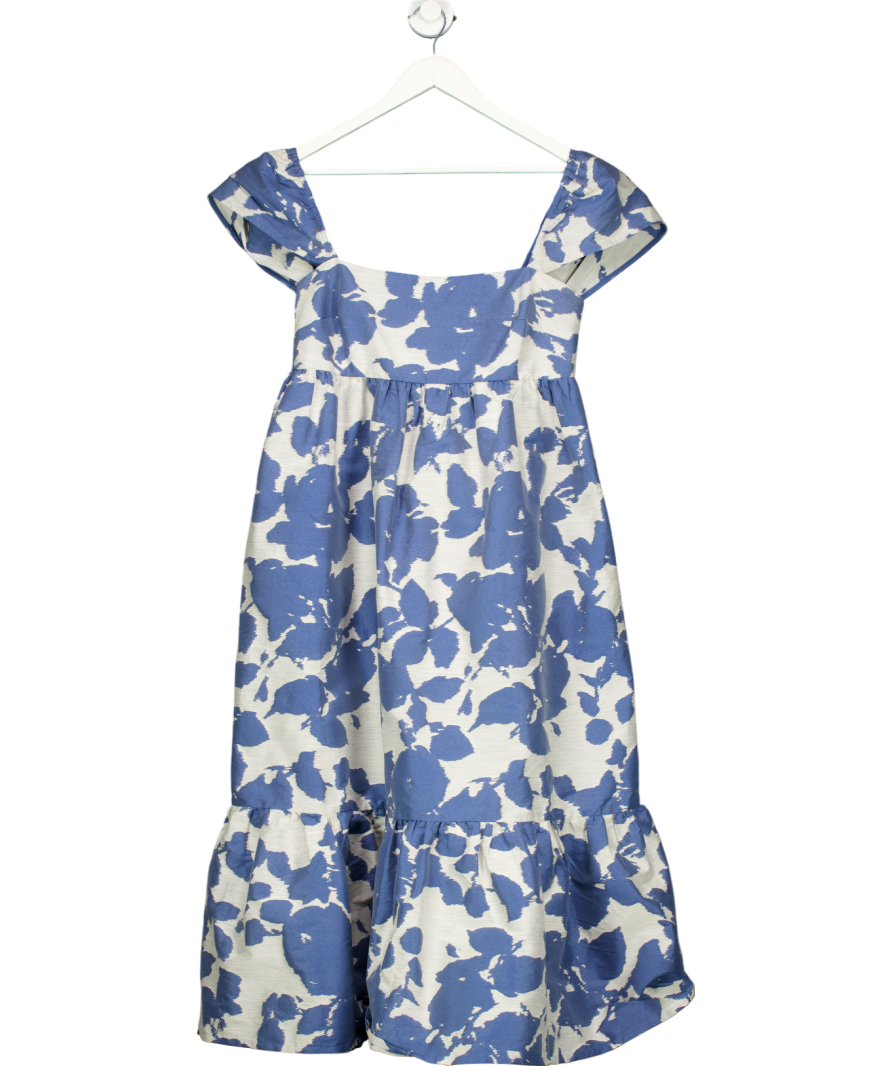 & Other Stories Blue Abstract Print A-line Midi Dress UK 12