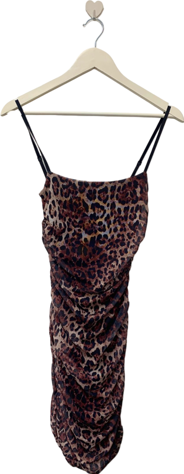 Nasty Gal Leopard Print Ruched Mini Dress UK S