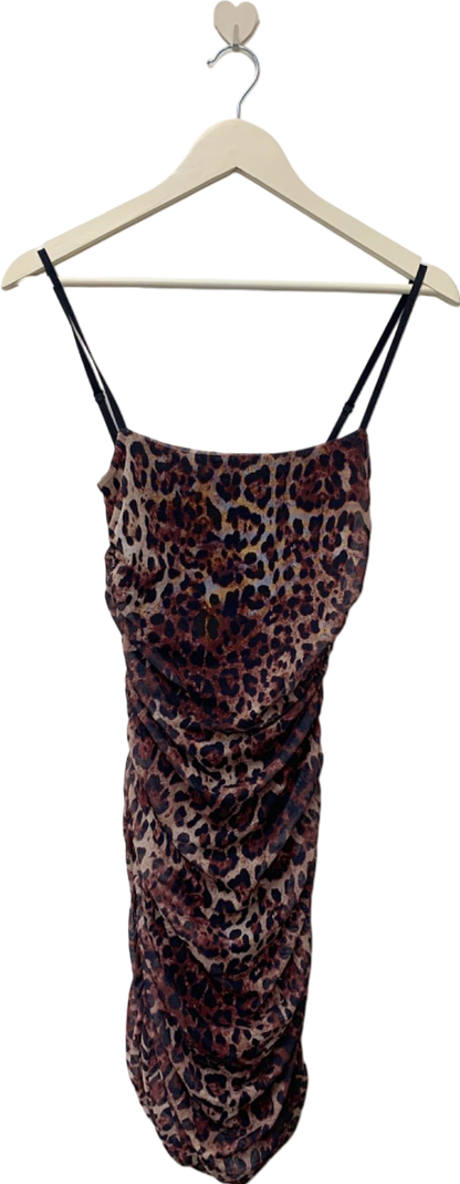 Nasty Gal Leopard Print Ruched Mini Dress UK S