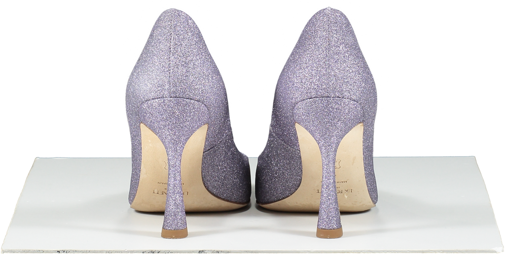 L.K.Bennett Purple Dazzle Lilac Glitter Fabric Flared Heel Courts UK 7 EU 40 👠