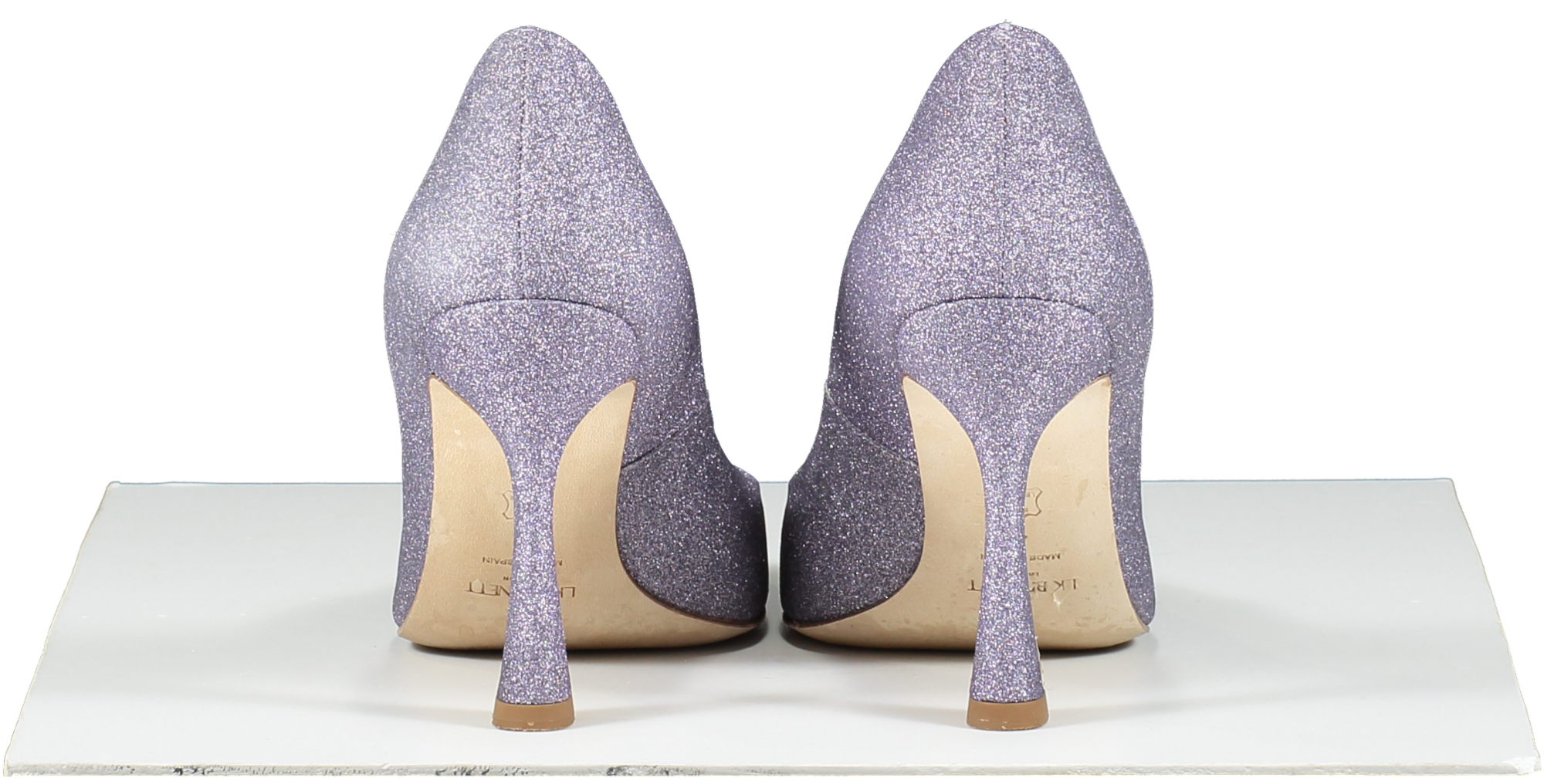 L.K.Bennett Purple Dazzle Lilac Glitter Fabric Flared Heel Courts UK 7 EU 40 👠