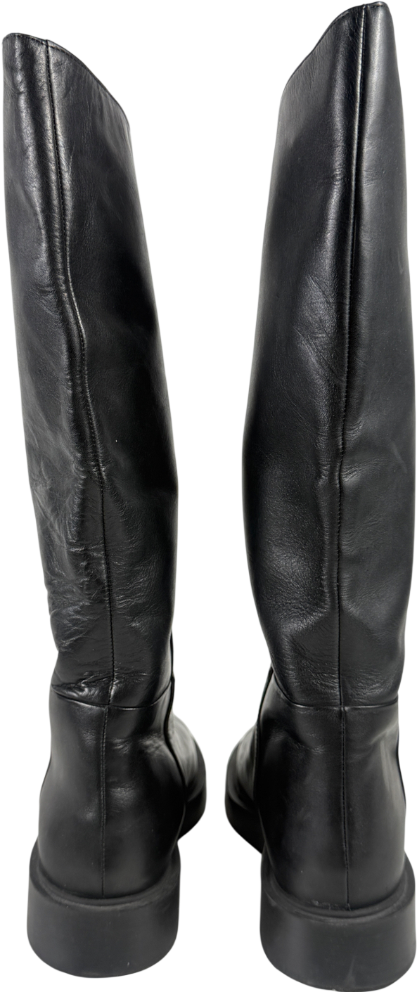 H&M Black Leather Knee High Boots UK 7 EU 40 👠