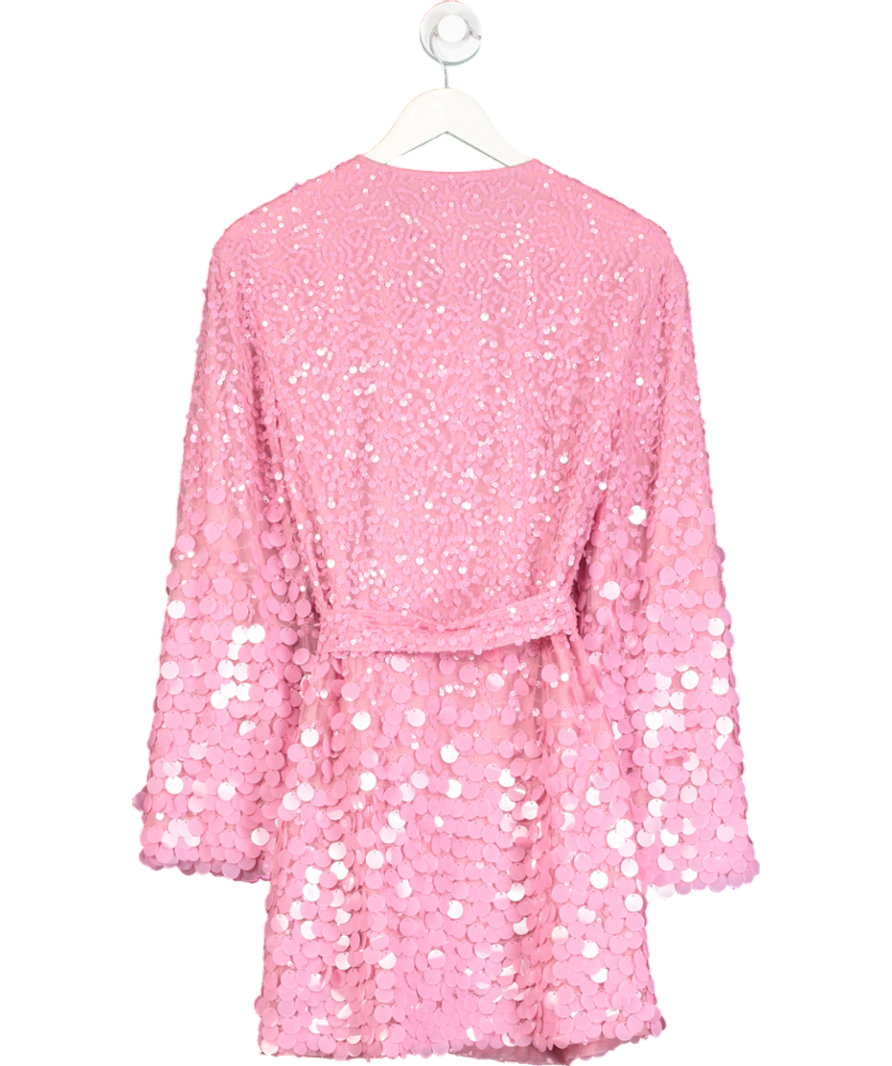 PRETTY LAVISH Pink Provence Wrap Ombre Disc Dress UK 10