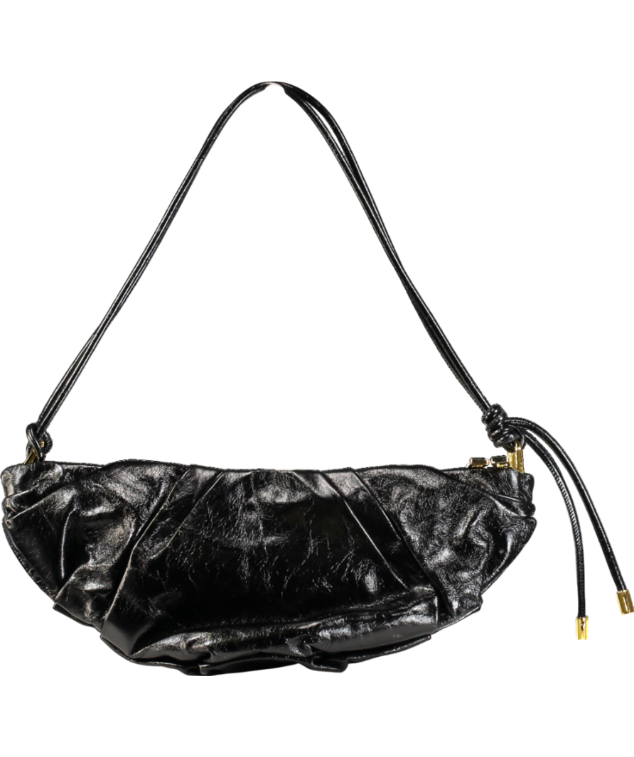 Peco Black Leather Croissant Bag