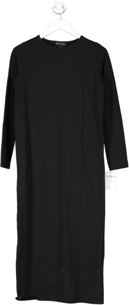 PrettyLittleThing Black Jersey Long Sleeve Midi Dress UK 6