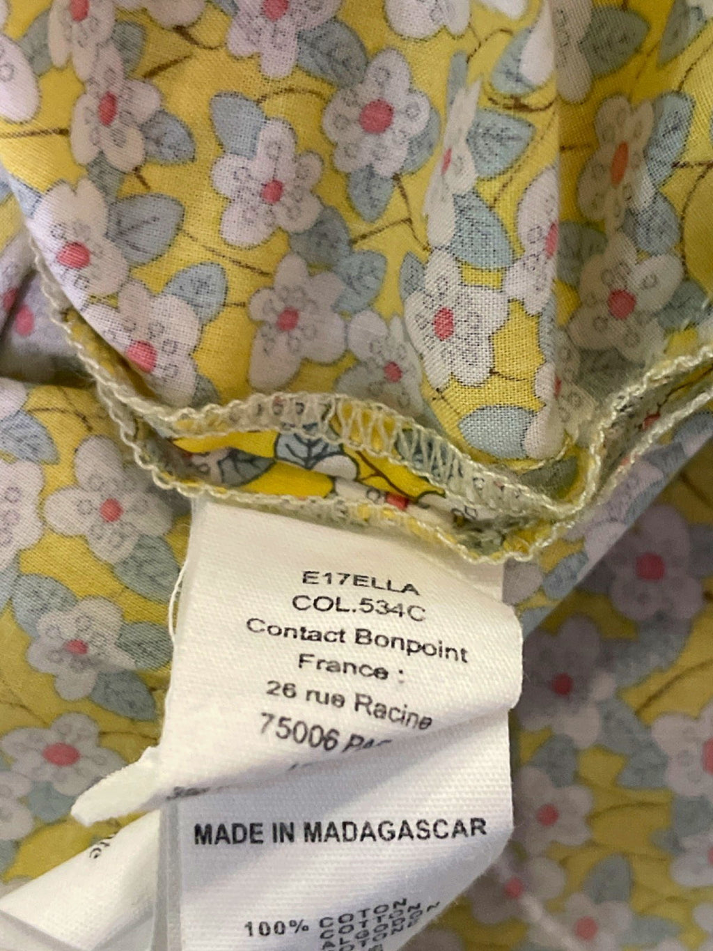 Bonpoint Yellow Floral Smocked Top 8 Years