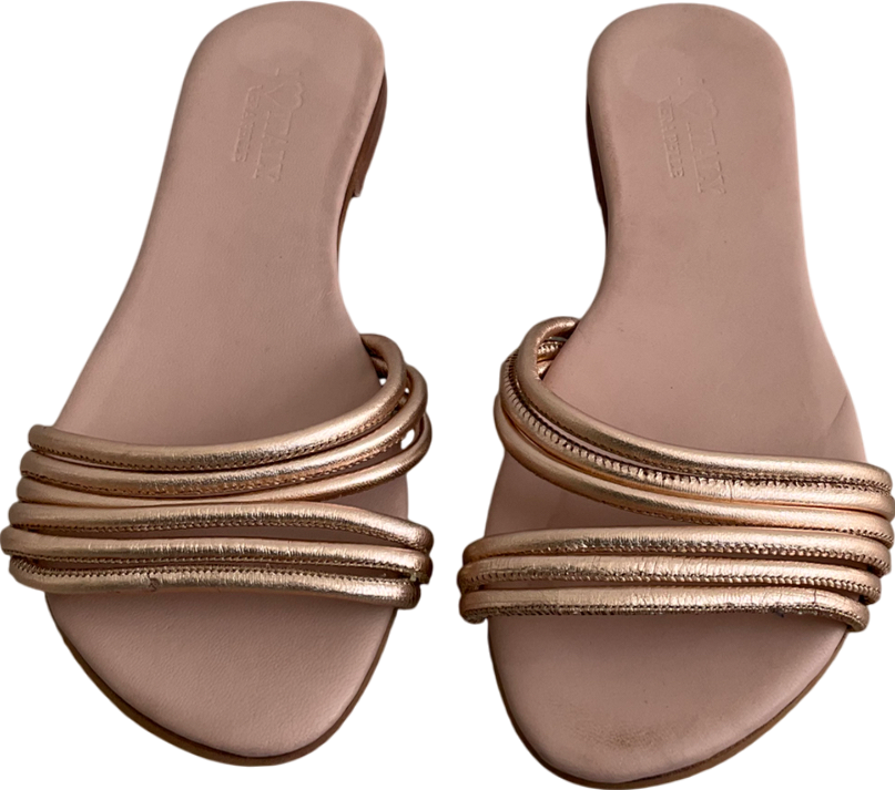 I Love Italy Metallic Strappy Leather Sandals UK 3 EU 36 👠