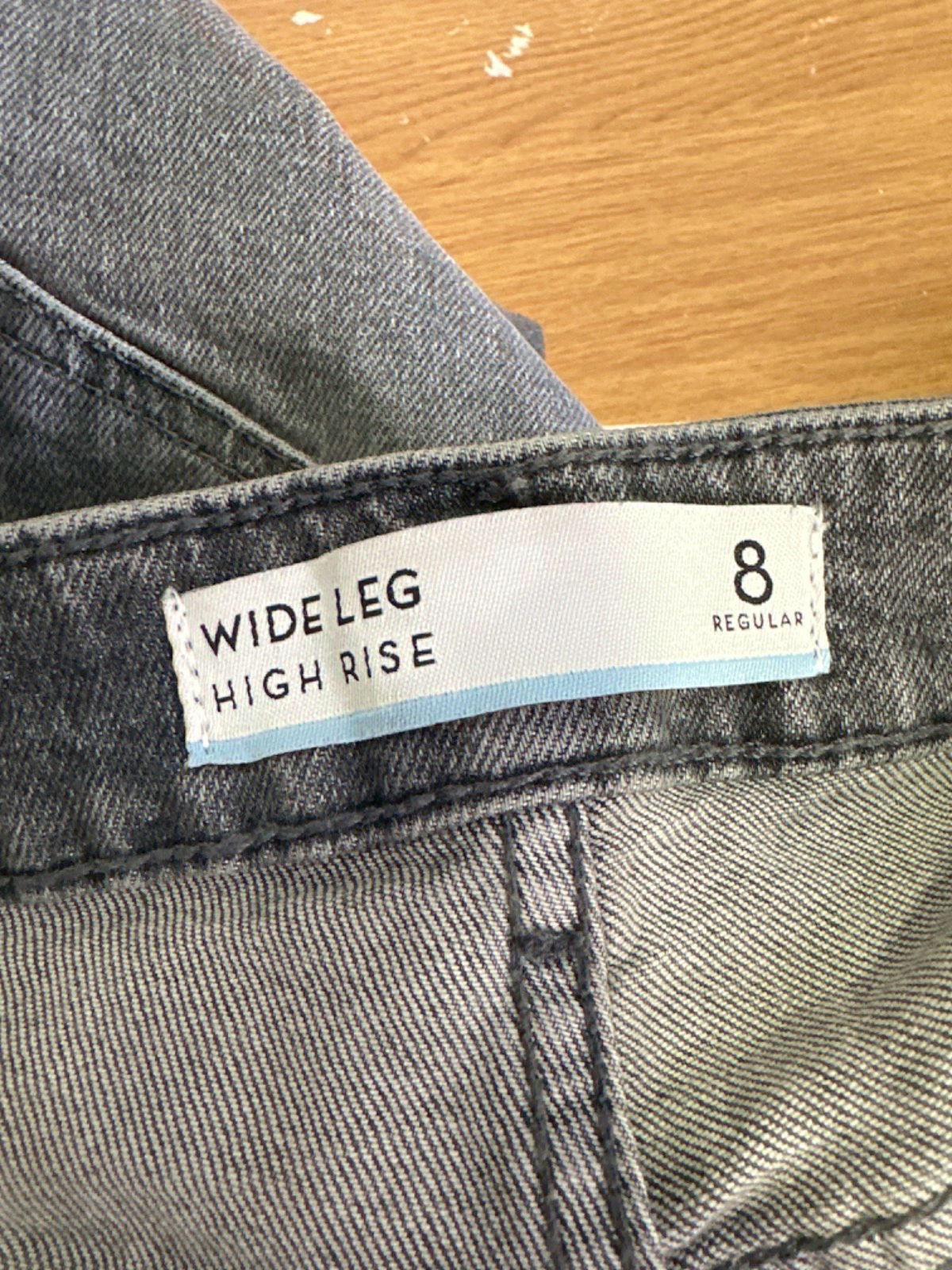 Next Grey Wide Leg High Rise Jeans UK 8