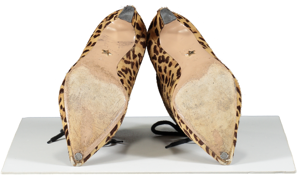 Dior Brown Lace Up Kitten Heel Ankle Boots- Leopard Print UK 5.5 EU 38.5