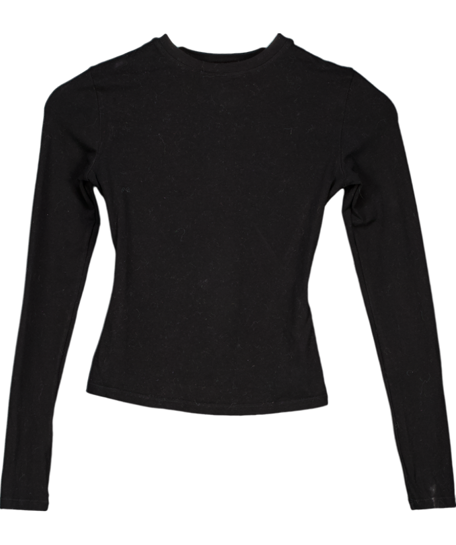 Adanola Black Cotton Long Sleeve Top UK XS