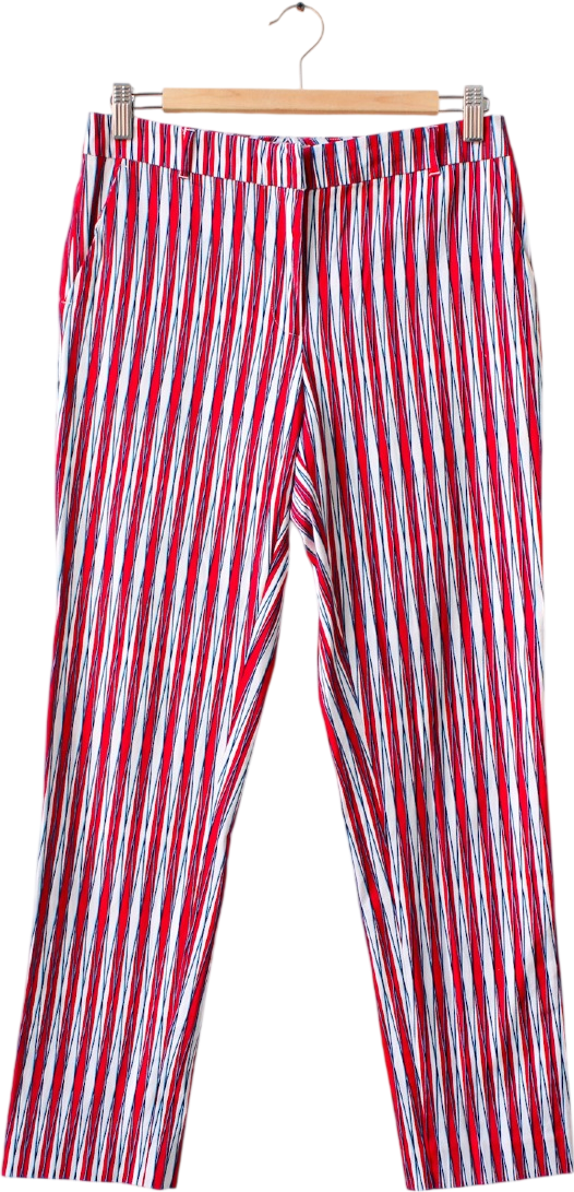 REISS Red Red/white /blue Striped Tapered Ankle Length Chino Trousers UK 10