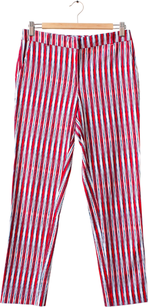 REISS Red Red/white /blue Striped Tapered Ankle Length Chino Trousers UK 10