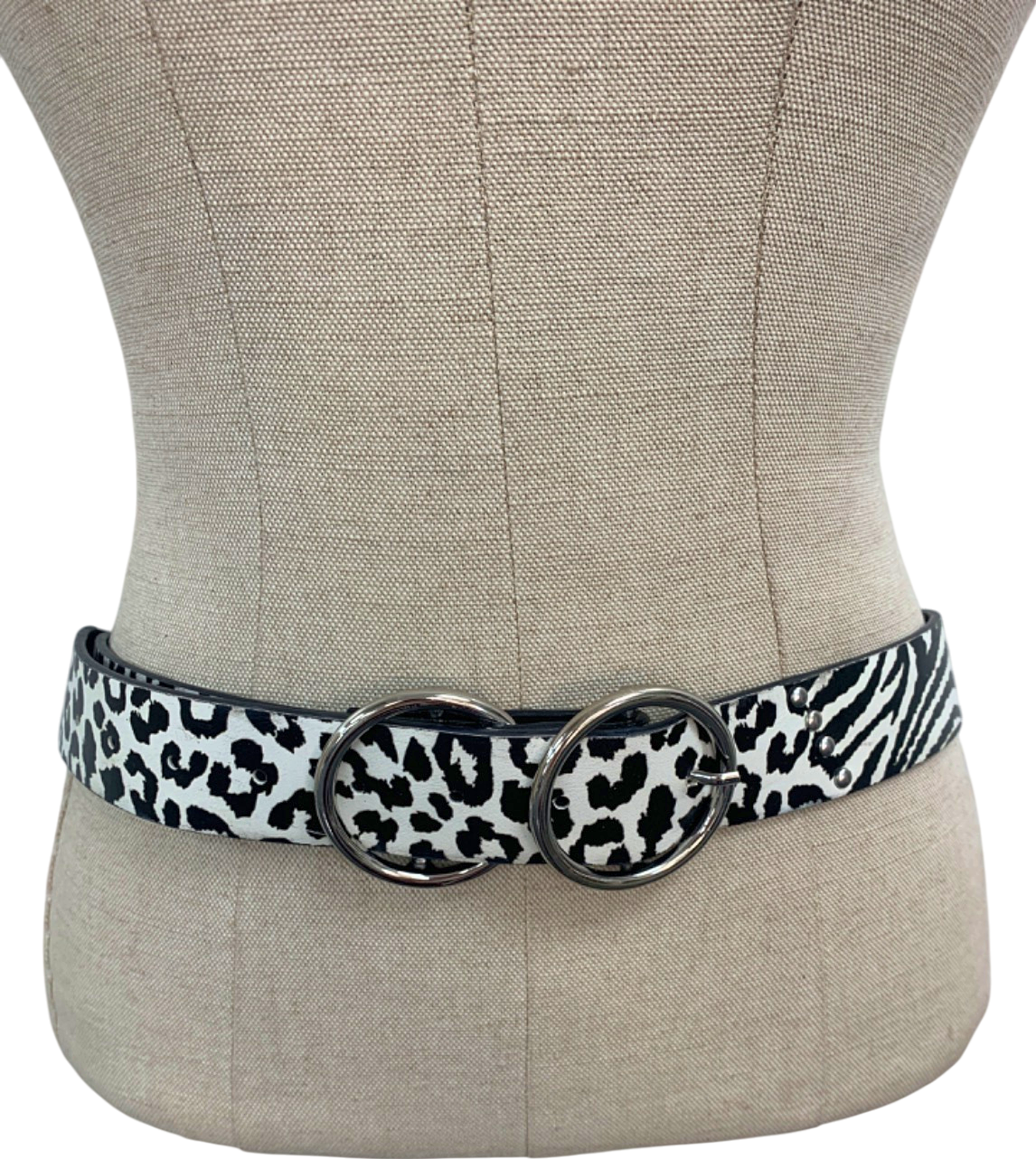 Primark Black and White Animal Print Belt UK XS